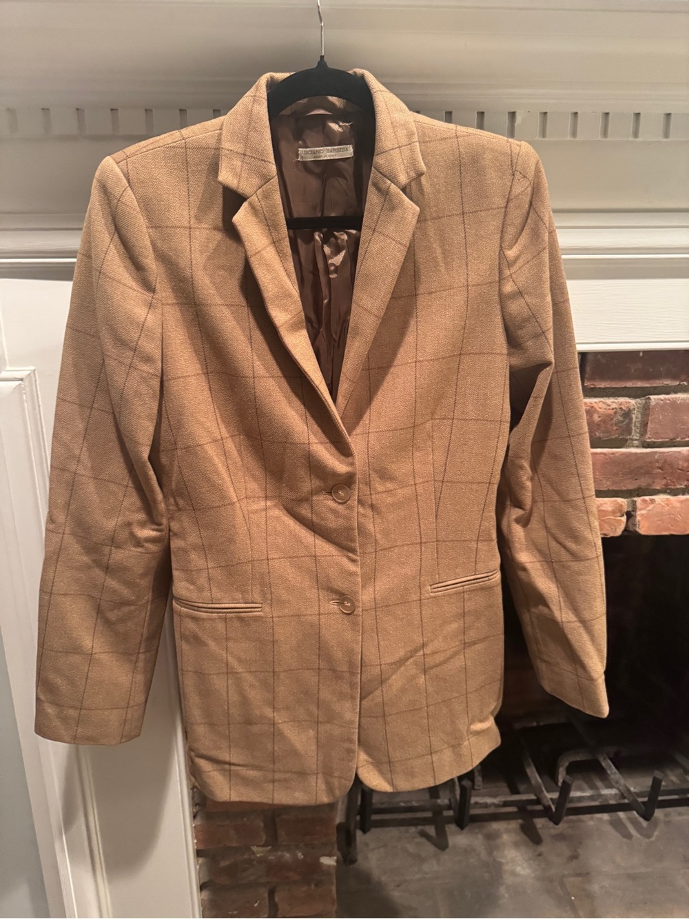 Luciano Barbera Camel Plaid Wool Blazer